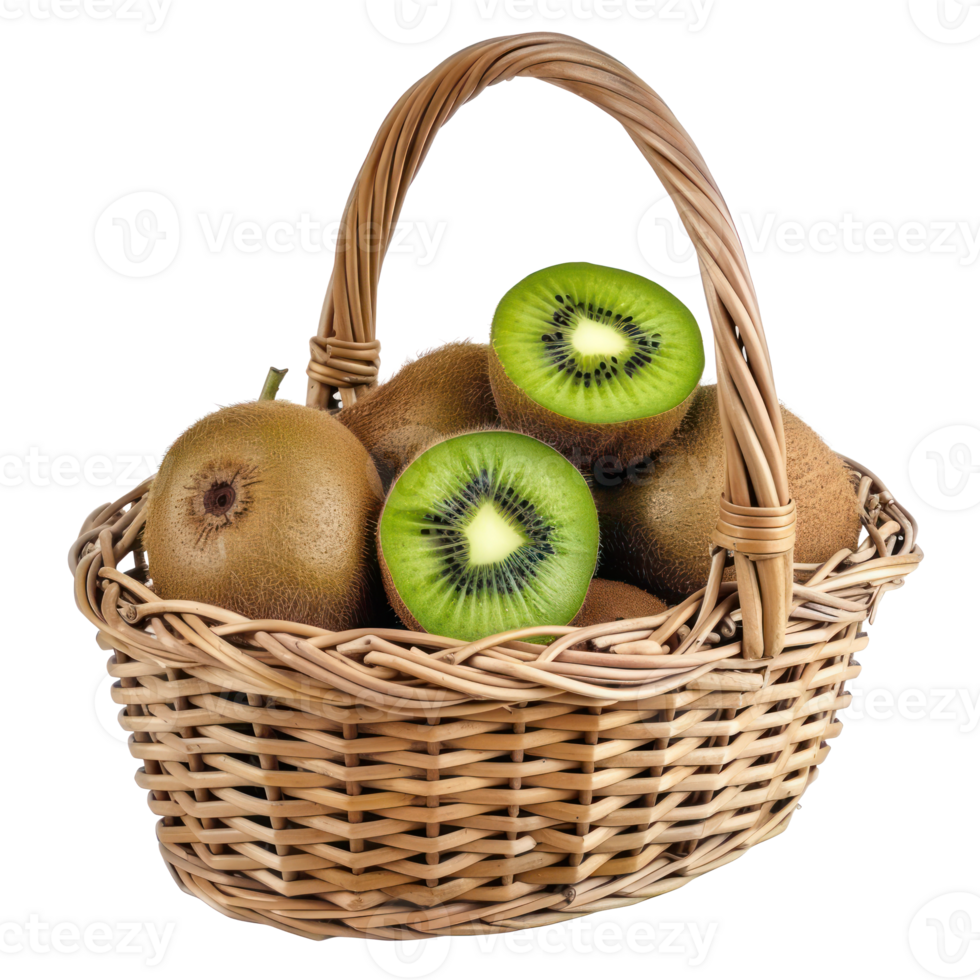 Kiwi in a basket isolate on transparency background png