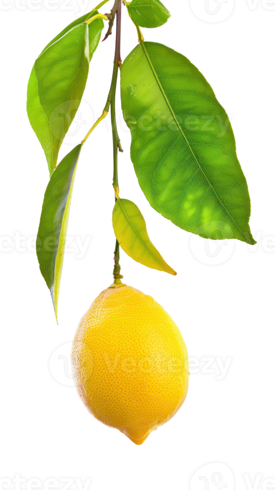 Lemon on branch isolate on transparency background png