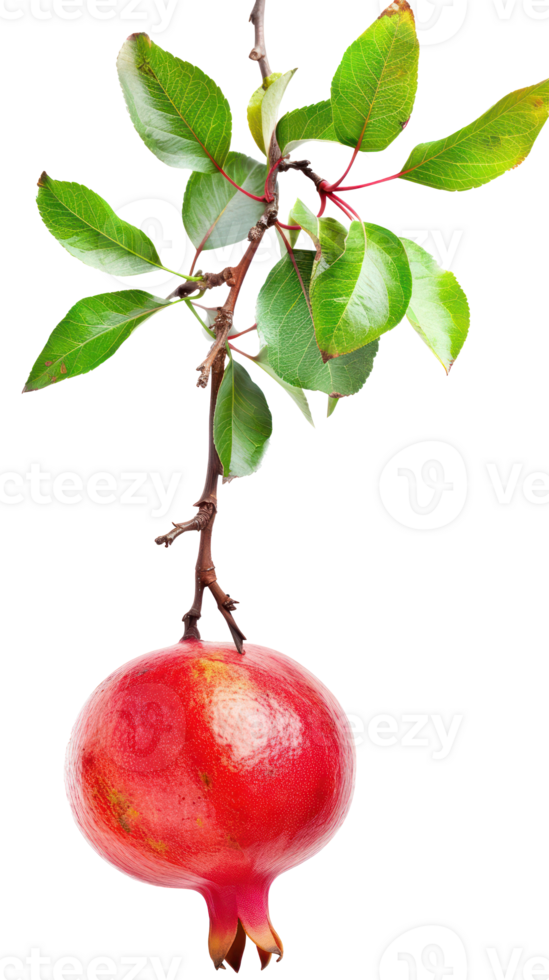Pomegranate on branch isolate on transparency background png
