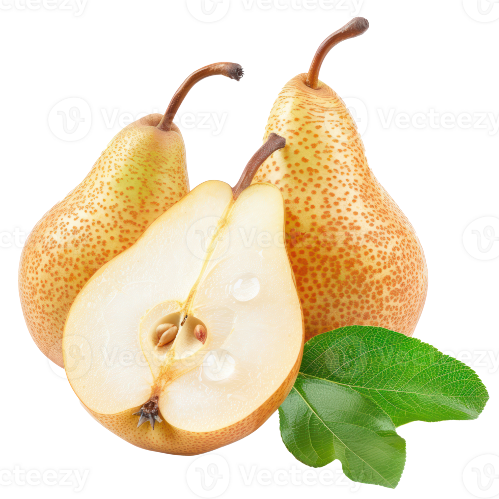 pear with a slice pear isolate on transparency background png