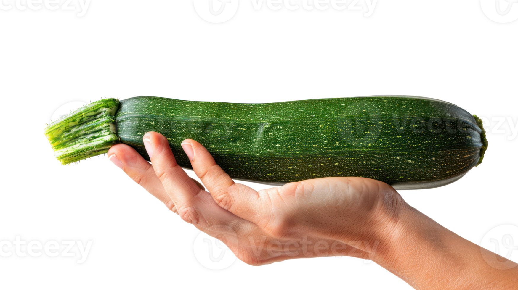 Hand holding Zucchini isolate on transparency background png