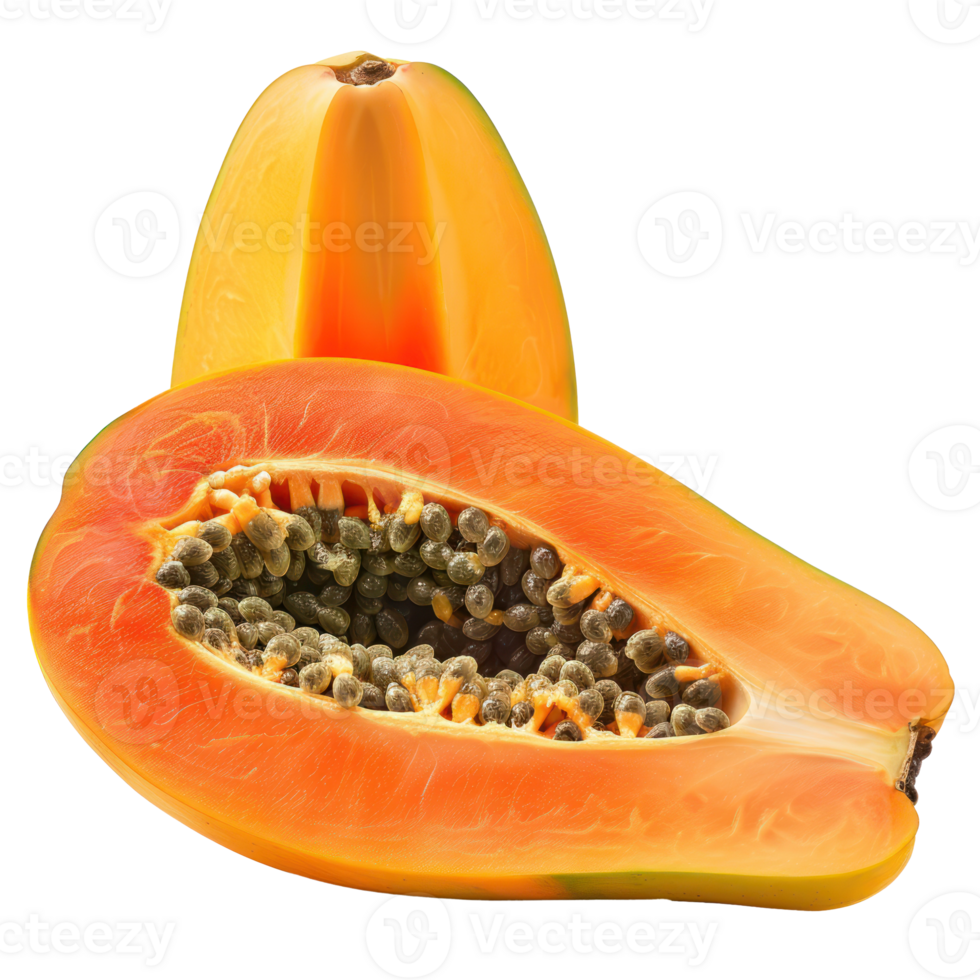 Papaya with a slice Papaya isolate on transparency background png