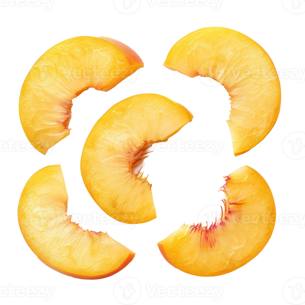 Slices of Peach, clipping path isolate on transparency background png