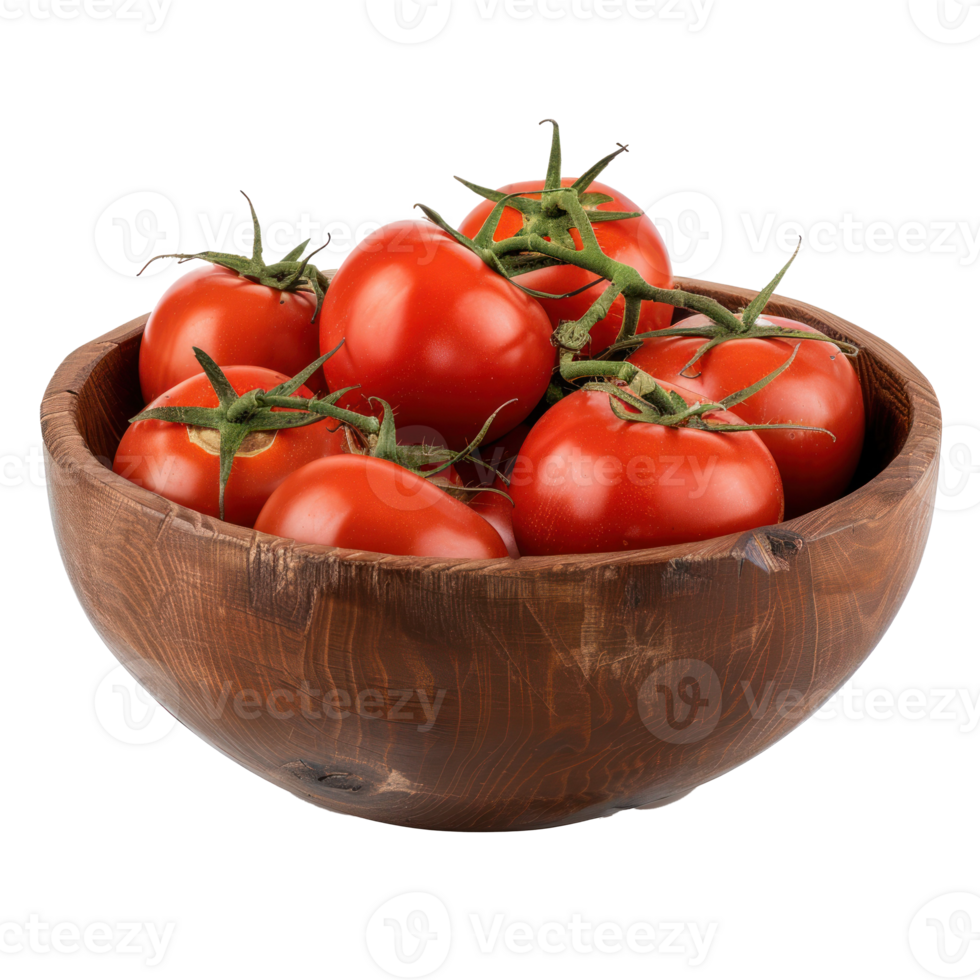 Tomatoes in a bowl front view isolate on transparency background png