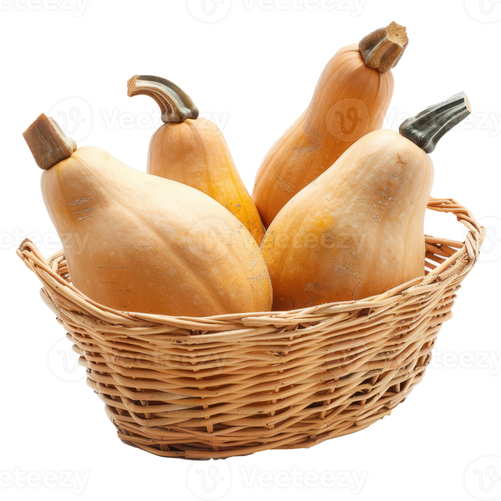 Butternut Squash in basket isolate on transparency background png