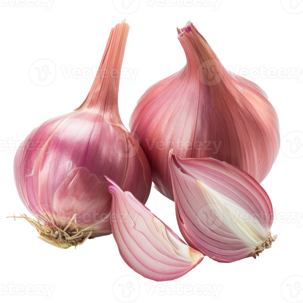 whole and half Shallots isolate on transparency background png