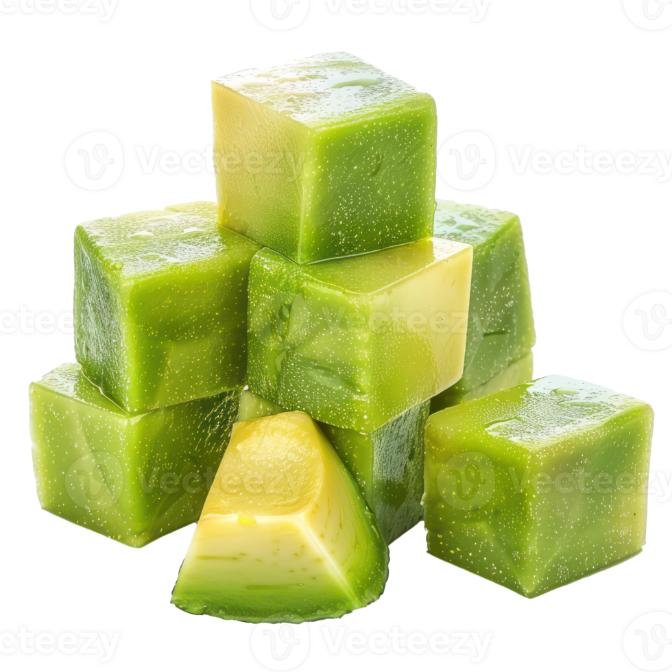 Cubes of Avocado isolate on transparency background png