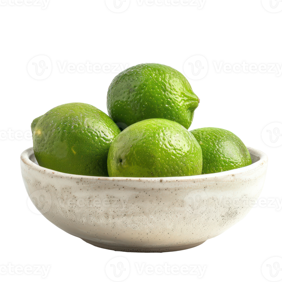 Lime in a bowl front view isolate on transparency background png
