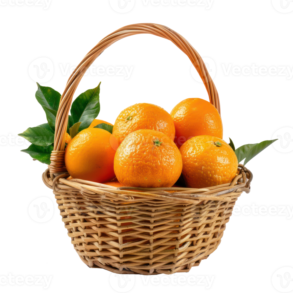Orange in a basket isolate on transparency background png