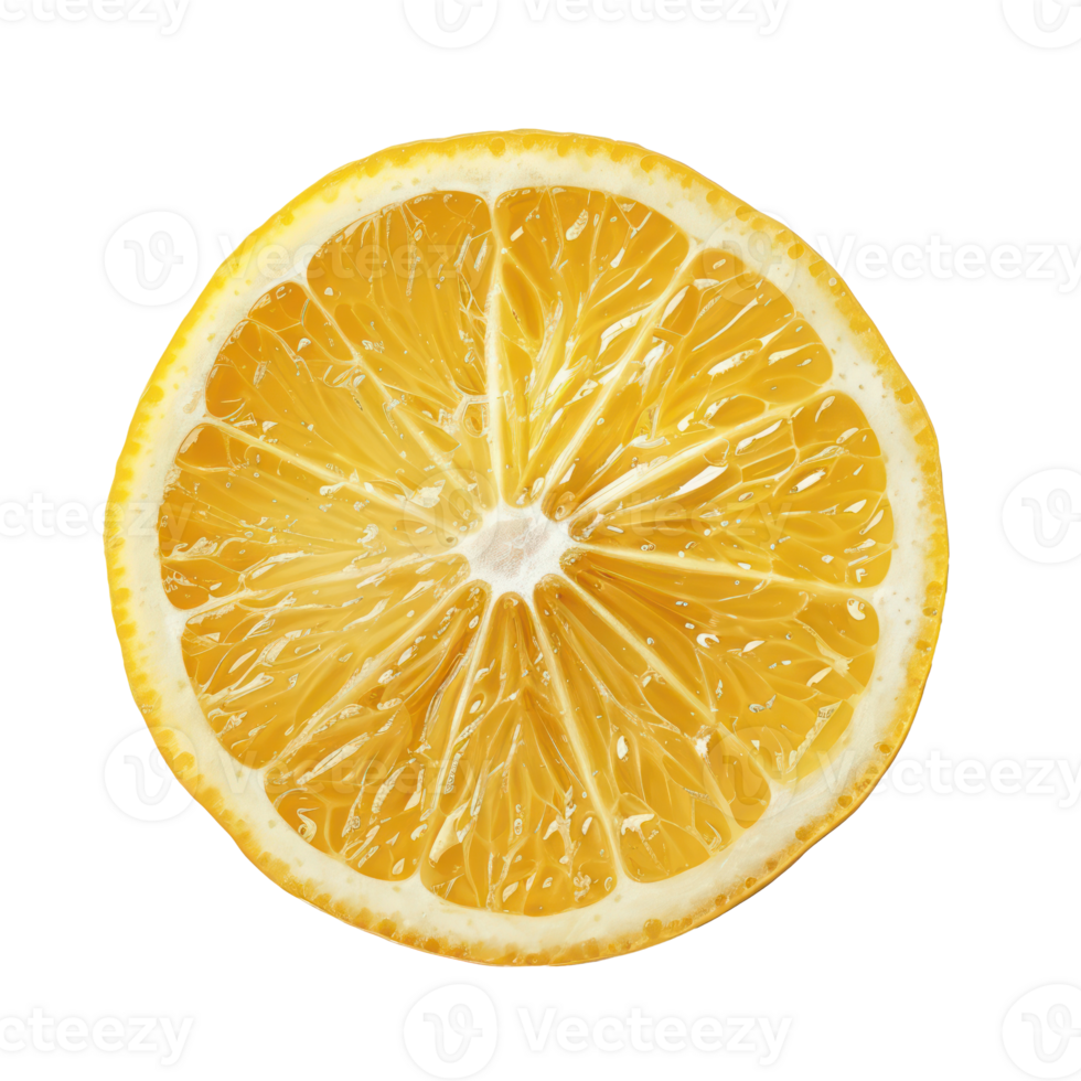 A slice of Lemon, clipping path top view isolate on transparency background png
