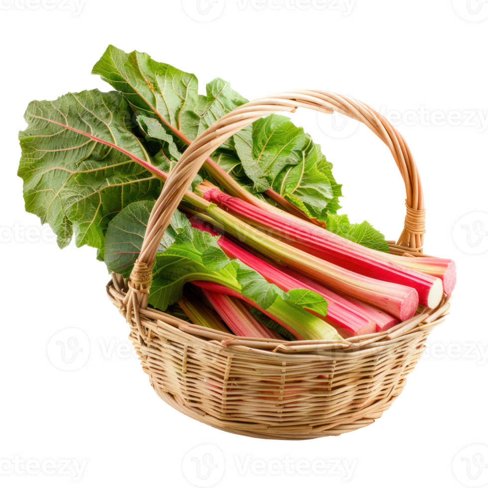 Rhubarb in basket isolate on transparency background png