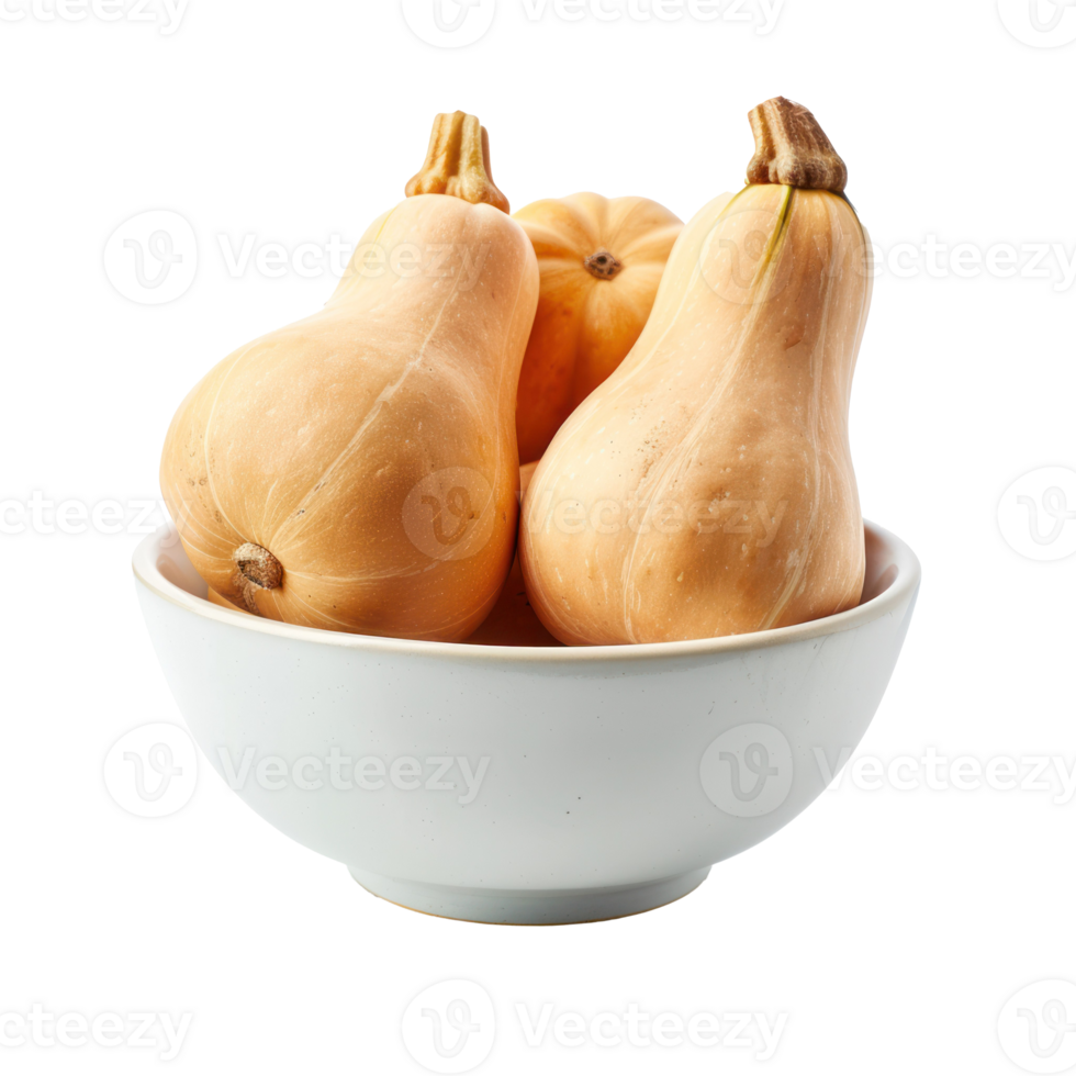 Butternut Squash in a bowl front view isolate on transparency background png