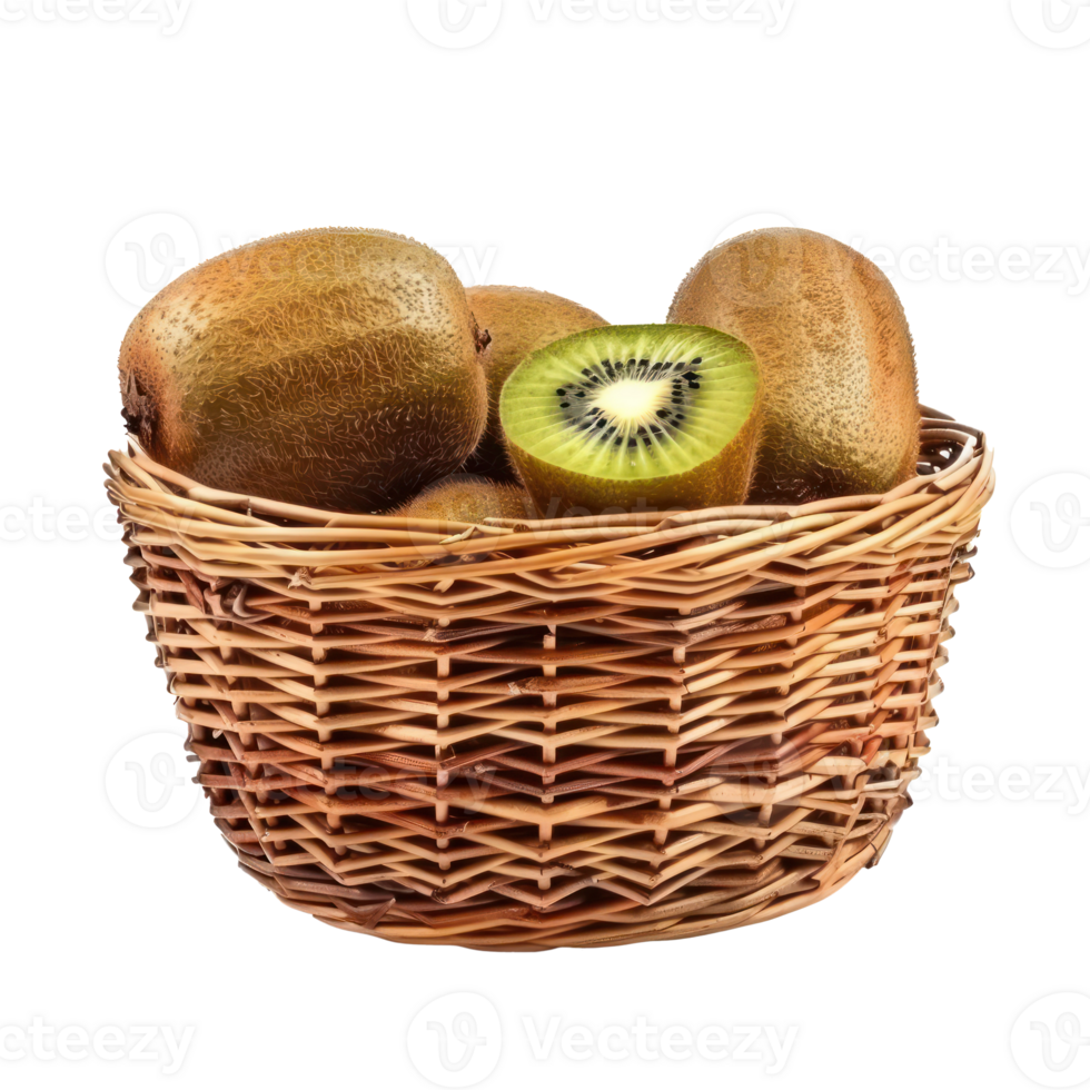 Kiwi in a basket isolate on transparency background png