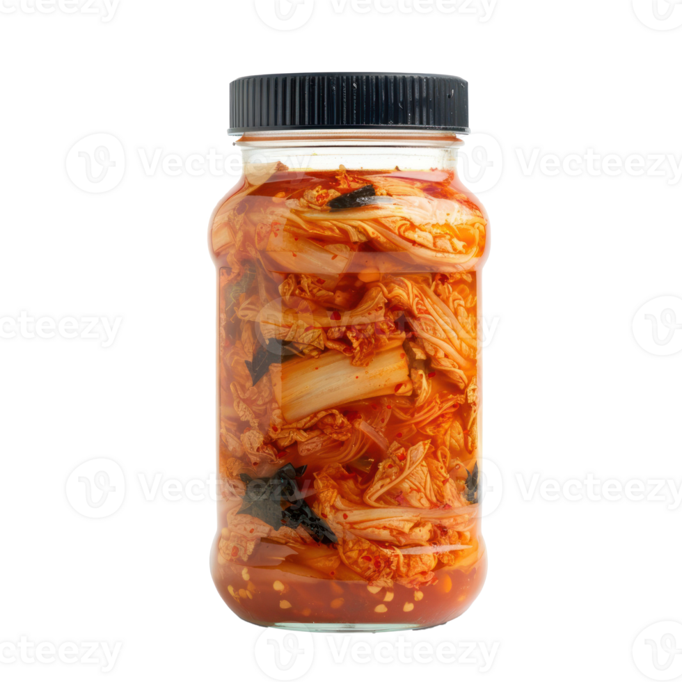 Kimchi in a Glass Bottle front view isolate on transparency background png