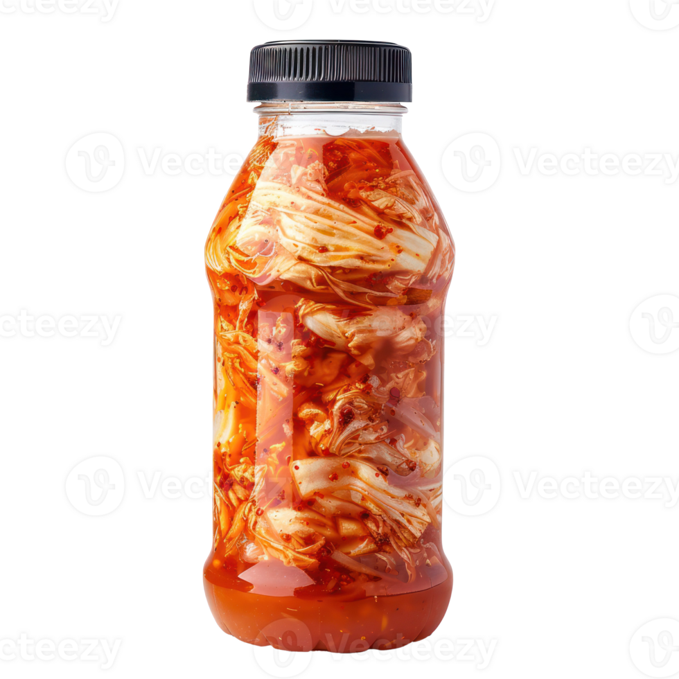 Kimchi in a Glass Bottle front view isolate on transparency background png