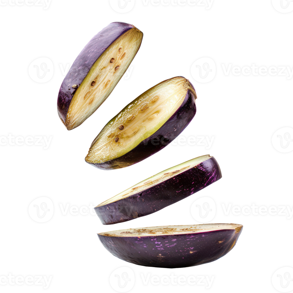 sliced eggplant on a transparent background png