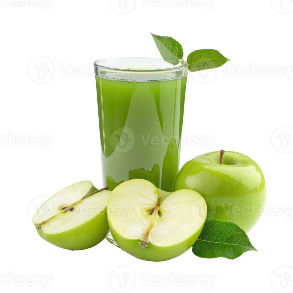Green Apple juice front view isolate on transparency background png