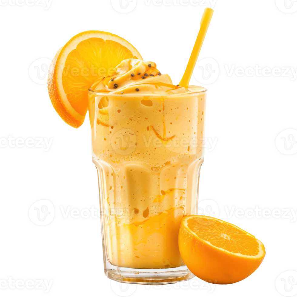 Orange Smoothie drink front view isolate on transparency background png