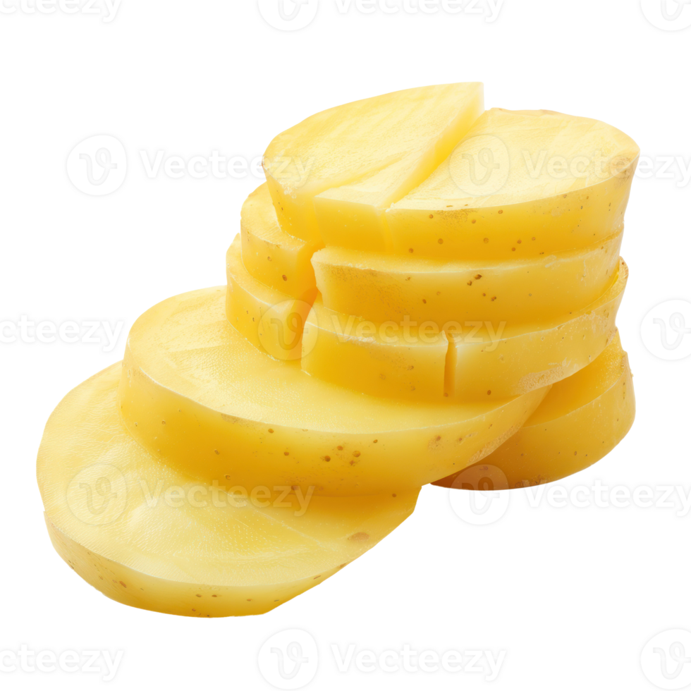 partially sliced potato isolate on transparency background png
