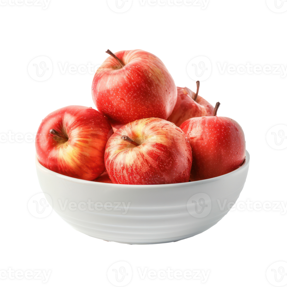 Fresh Apple in a bowl front view isolate on transparency background png