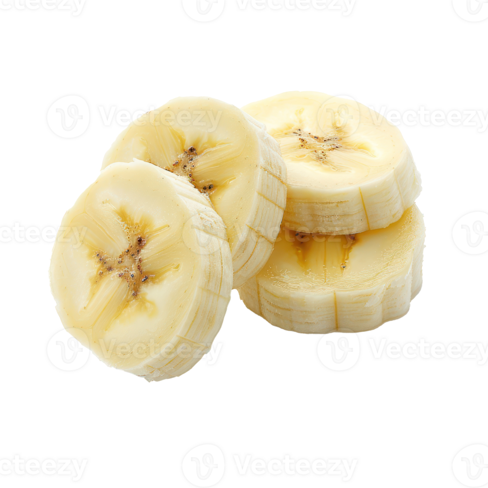 3 small slices of Banana isolate on transparency background png
