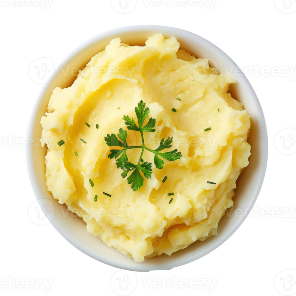 Mashed potato top view isolate on transparency background png