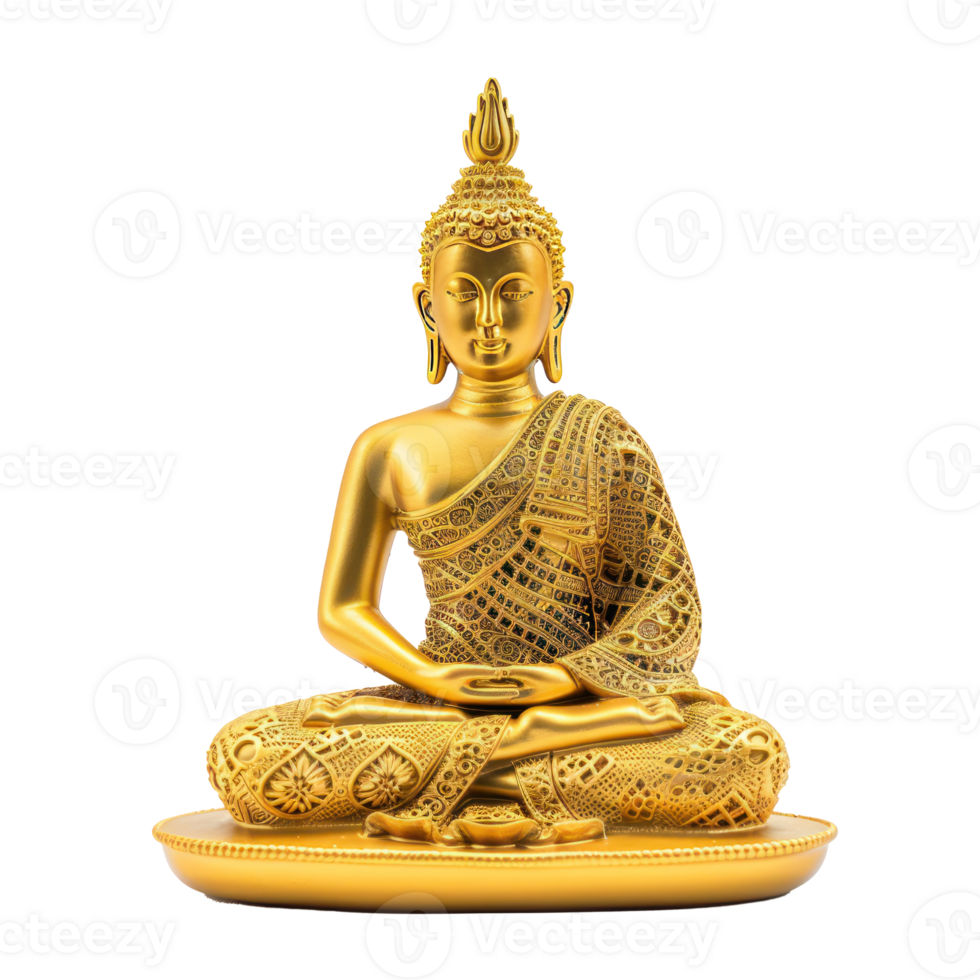 Figurine of the gold Buddha status isolate on transparency background png
