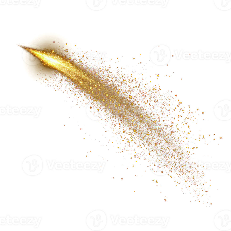 Gold comet star on transparency background png