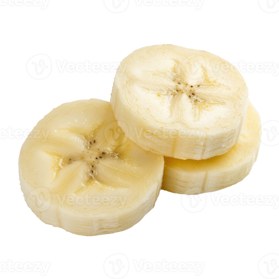 3 small slices of Banana isolate on transparency background png