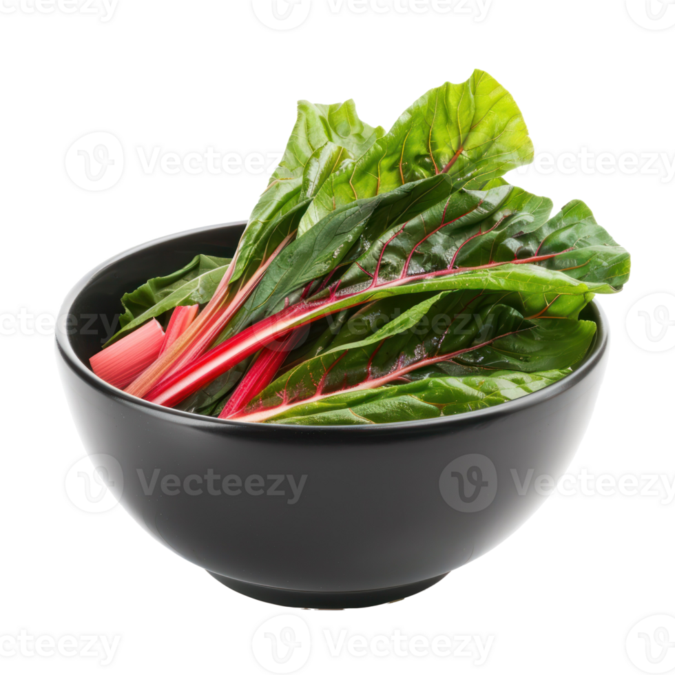 Chard in a bowl front view isolate on transparency background png
