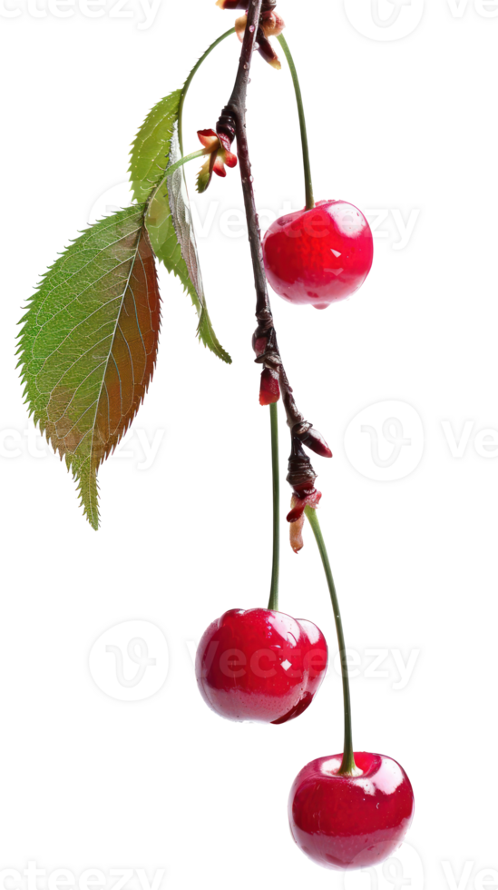 Cherry on branch isolate on transparency background png