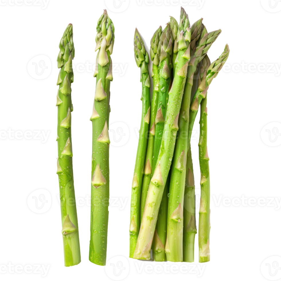 whole and half Asparagus isolate on transparency background png