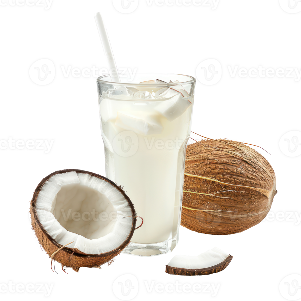 Coconut juice front view isolate on transparency background png
