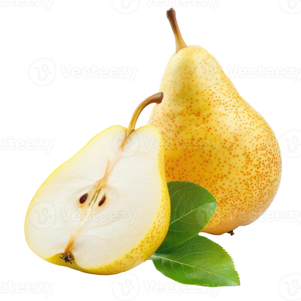 pear with a slice pear isolate on transparency background png