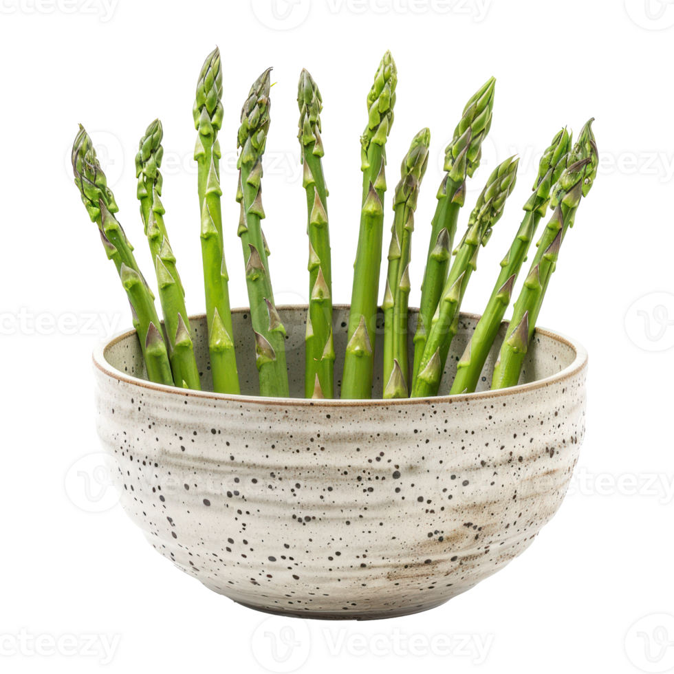 Asparagus in a bowl front view isolate on transparency background png