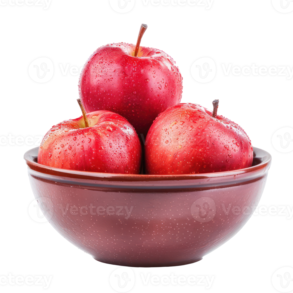 Fresh Apple in a bowl front view isolate on transparency background png