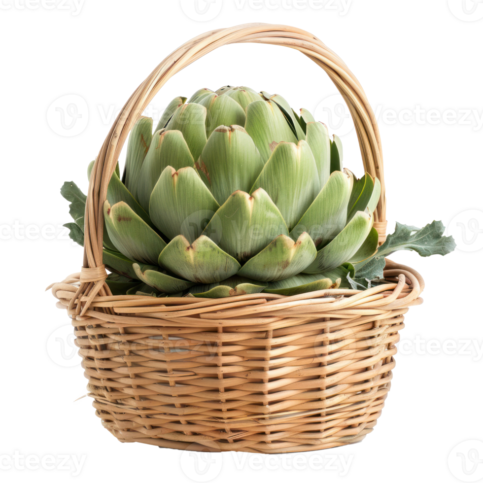 Artichoke in basket isolate on transparency background png