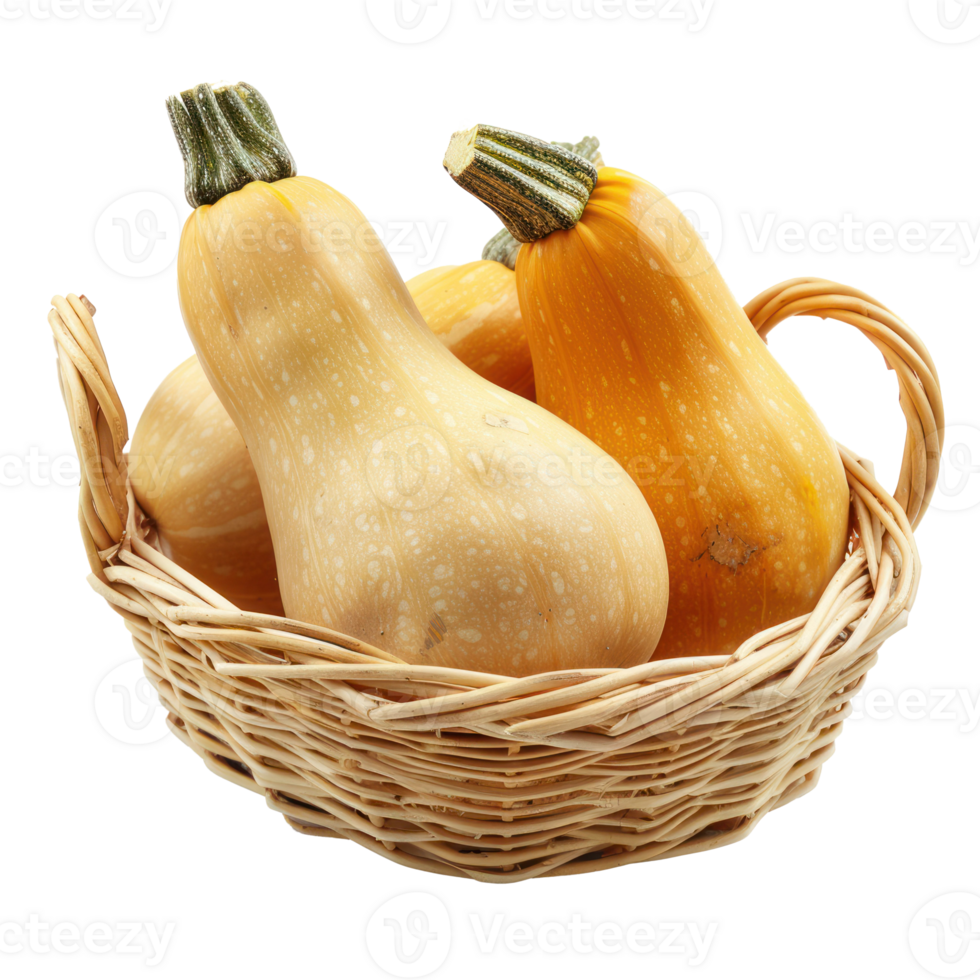 Butternut Squash in basket isolate on transparency background png