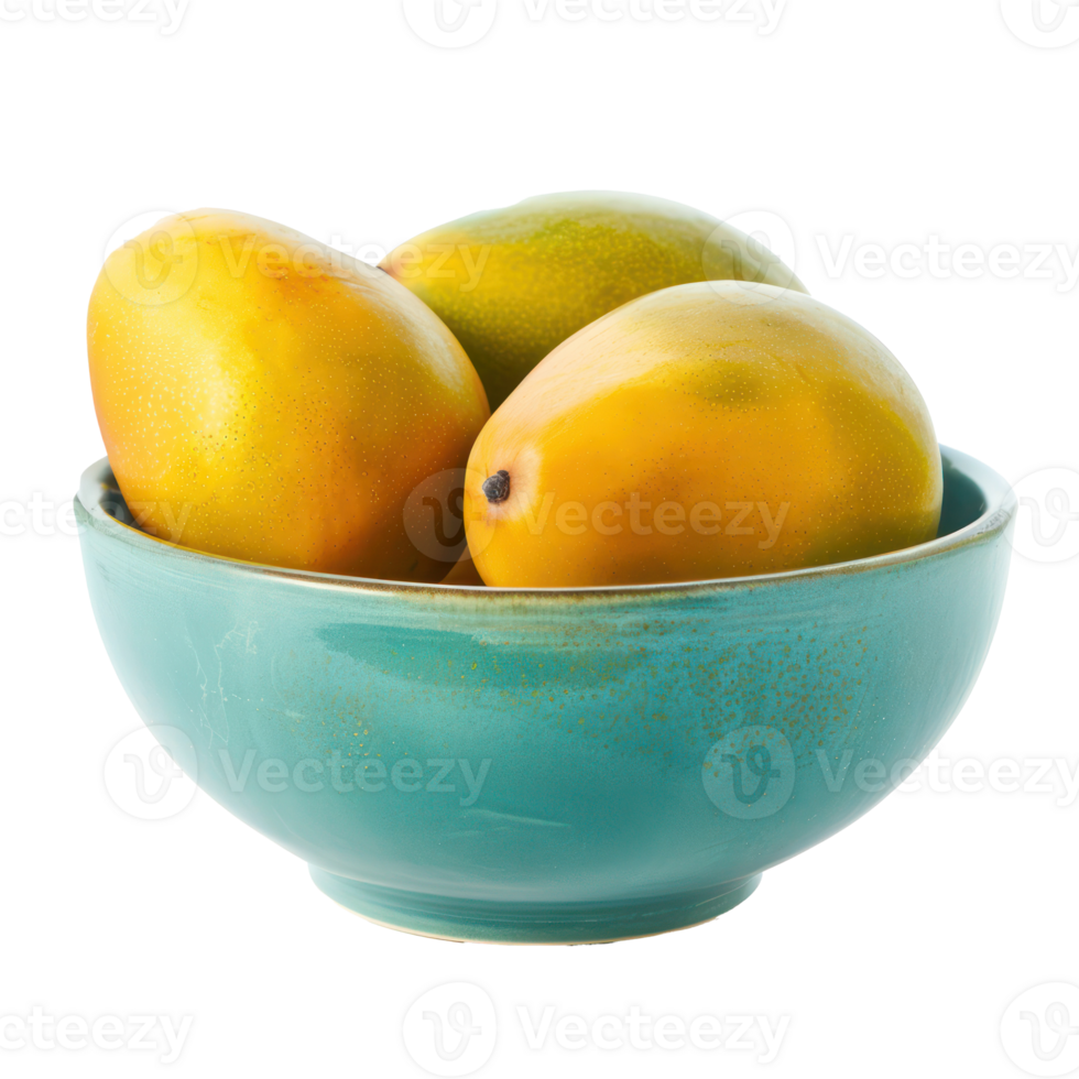 Fresh Mango in a bowl front view isolate on transparency background png