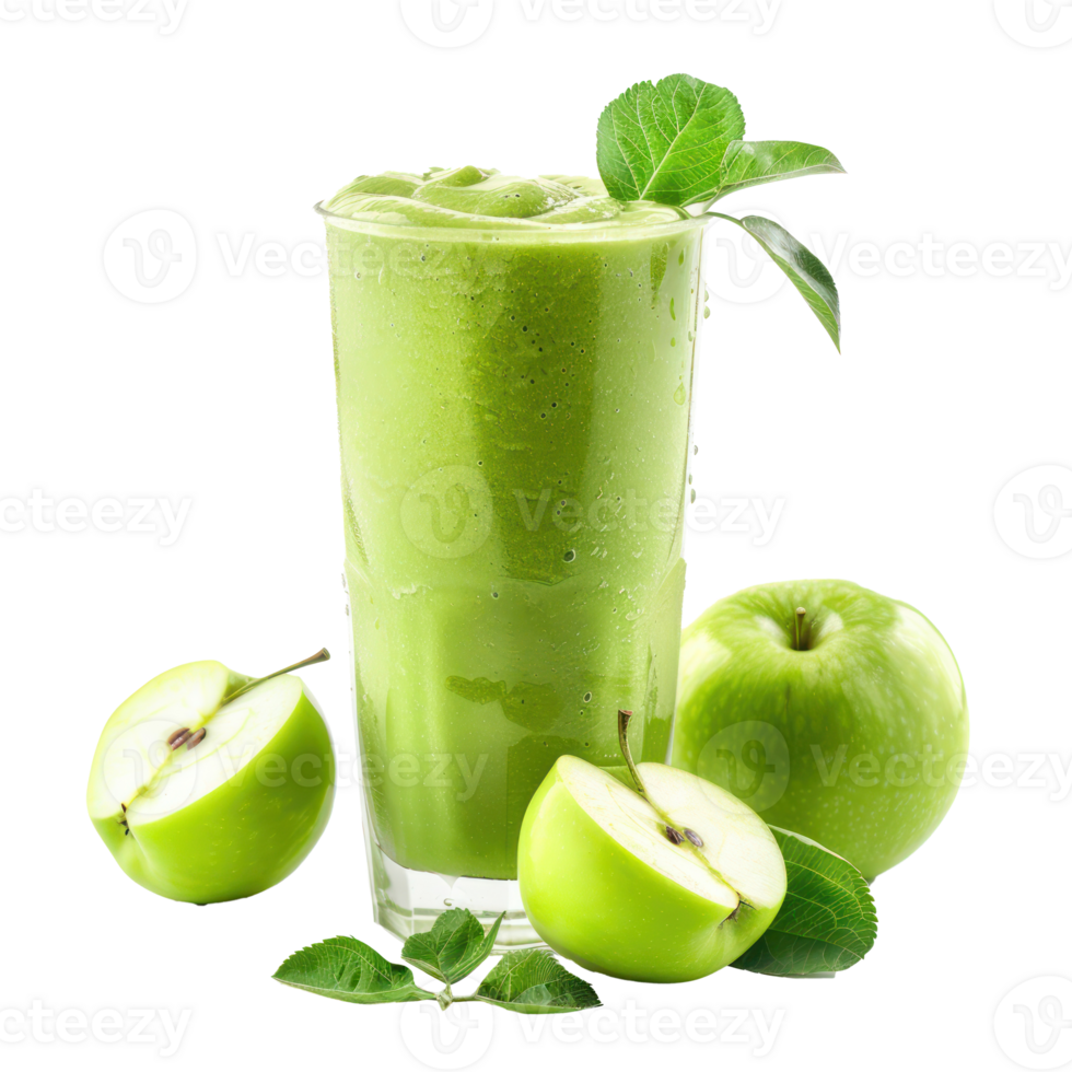 Green Apple Smoothie drink front view isolate on transparency background png