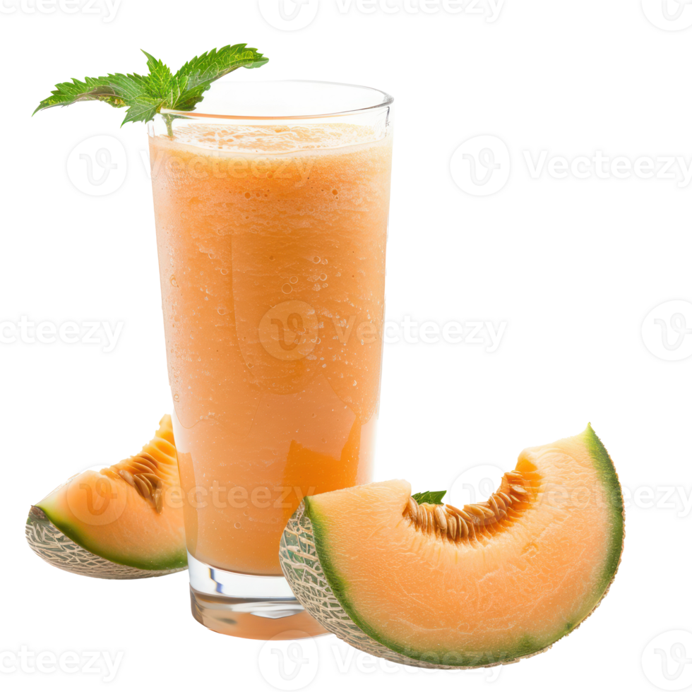 Cantaloupe melon Smoothie drink front view isolate on transparency background png
