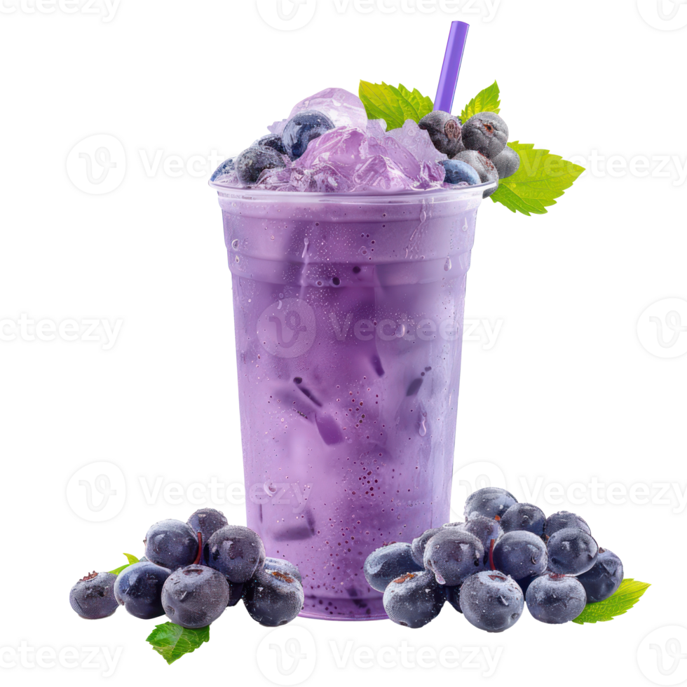 Blue grapes Smoothie drink front view isolate on transparency background png