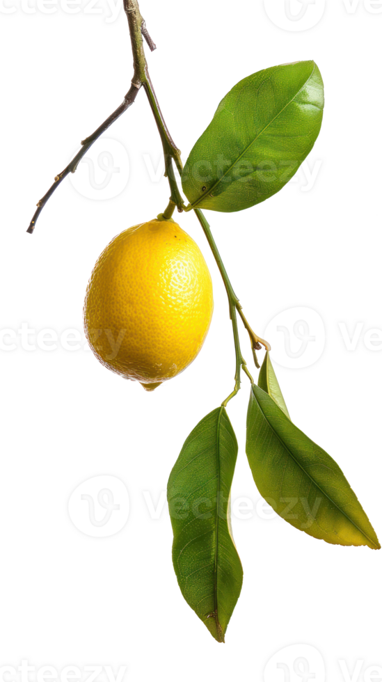 Lemon on branch isolate on transparency background png