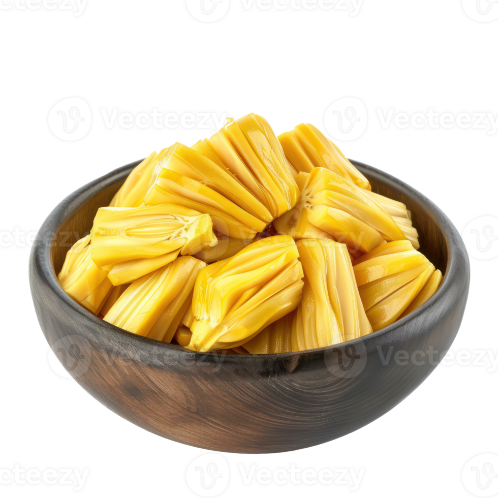 Sliced pieces of jackfruit in bowl front view isolate on transparency background png