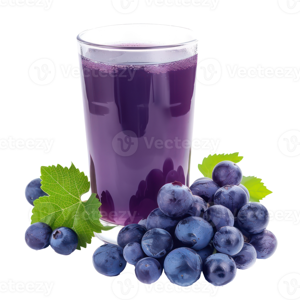 Blue grapes juice front view isolate on transparency background png