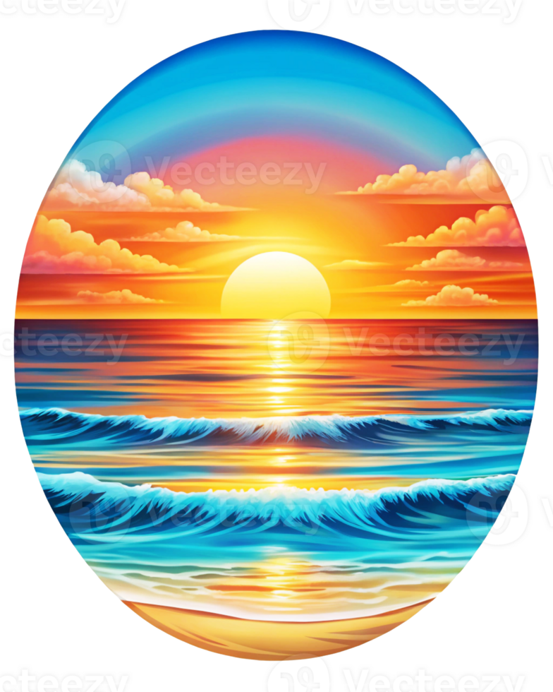 Summer t-shirt art as sea and sunset png