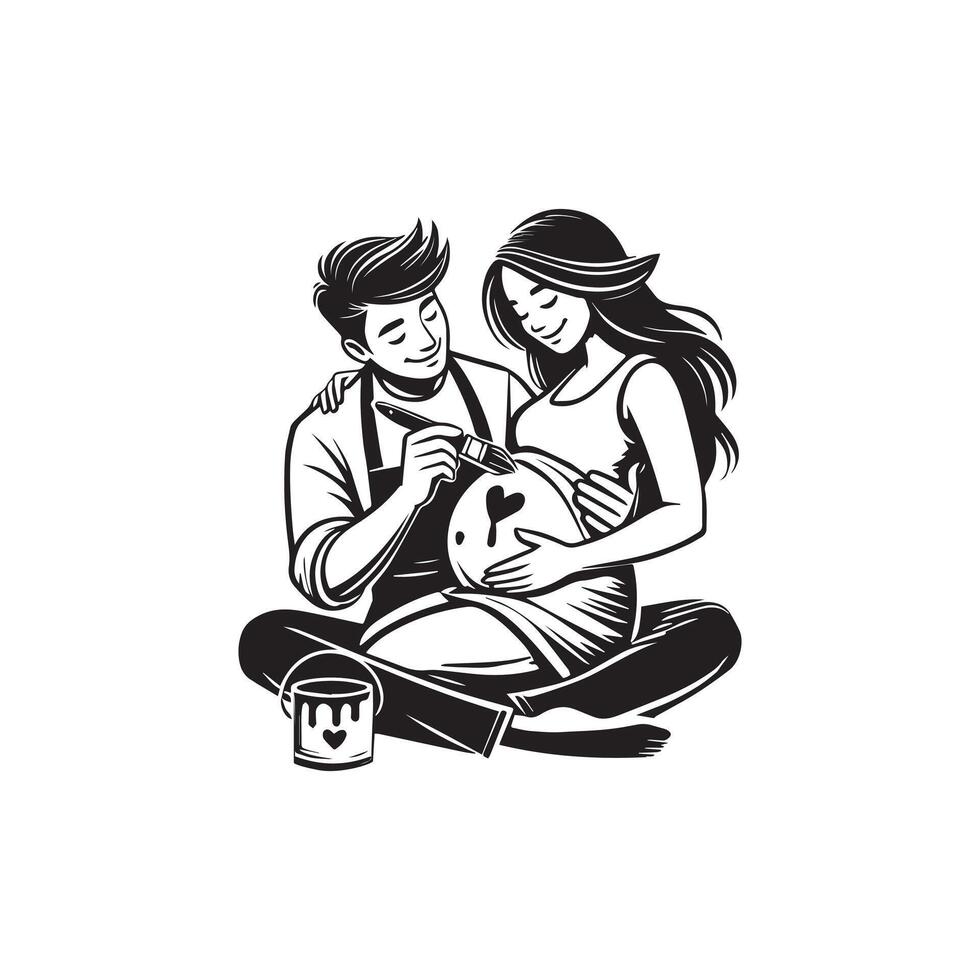 Husband and Pregnant Wife Clipart Design vector