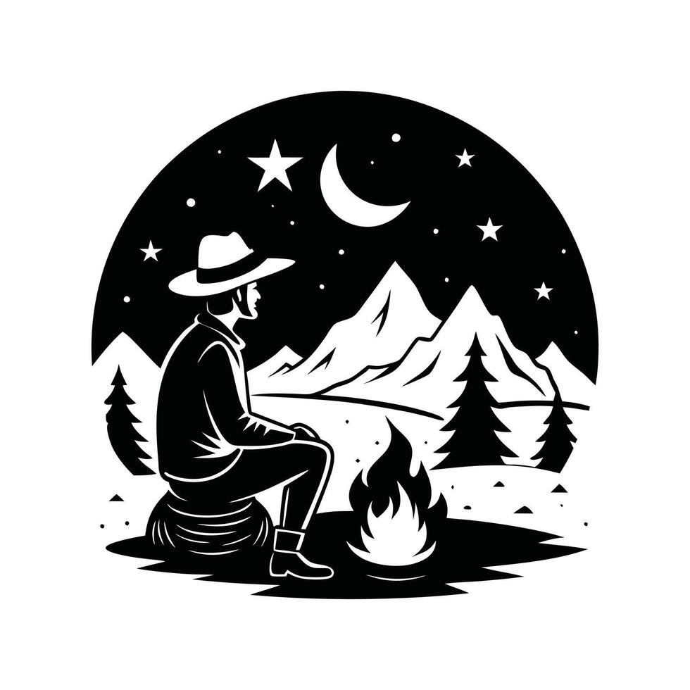 Cowboy with Revolver Clipart Design vector