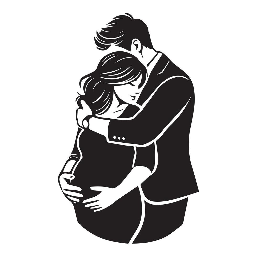 Pregnant Wife with Supportive Husband Clipart vector