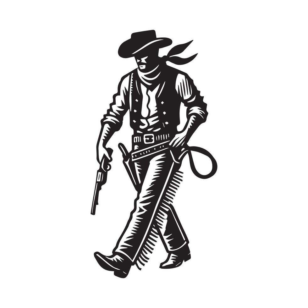 Cowboy with Lasso Clipart Design vector